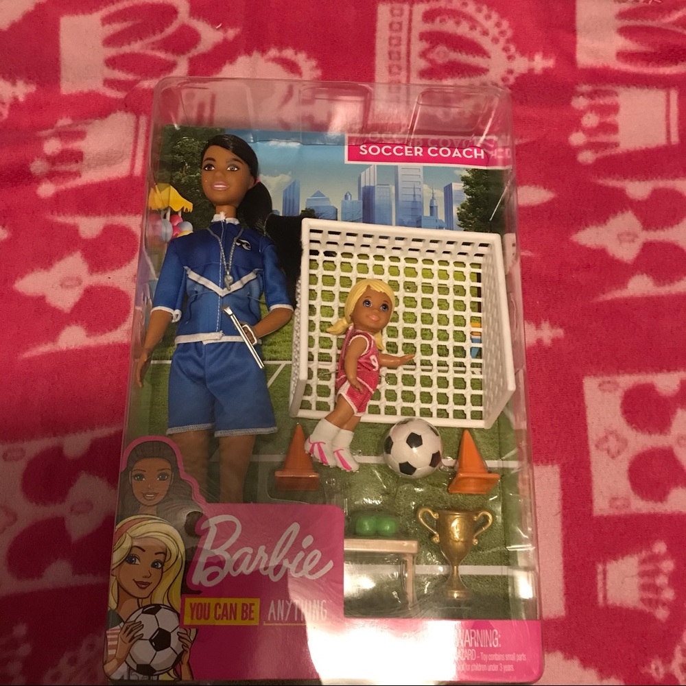Barbie you can be anything/ soccer couch.